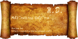 Mándity Dóra névjegykártya